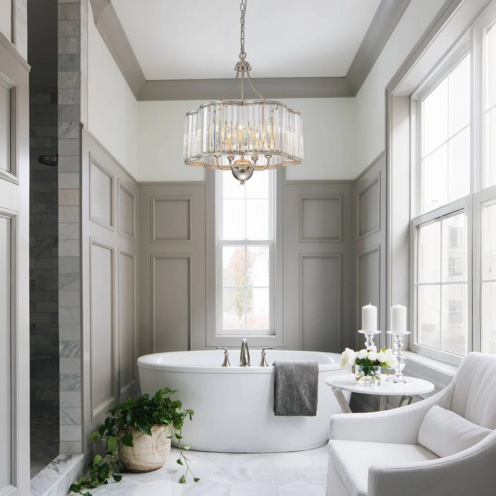 Shabby Chic Antique Silver Crystal Cage Pendant Light - Image 2