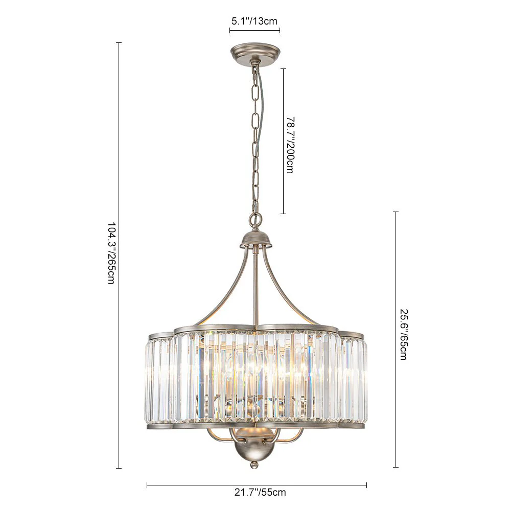 Shabby Chic Antique Silver Crystal Cage Pendant Light - Image 3