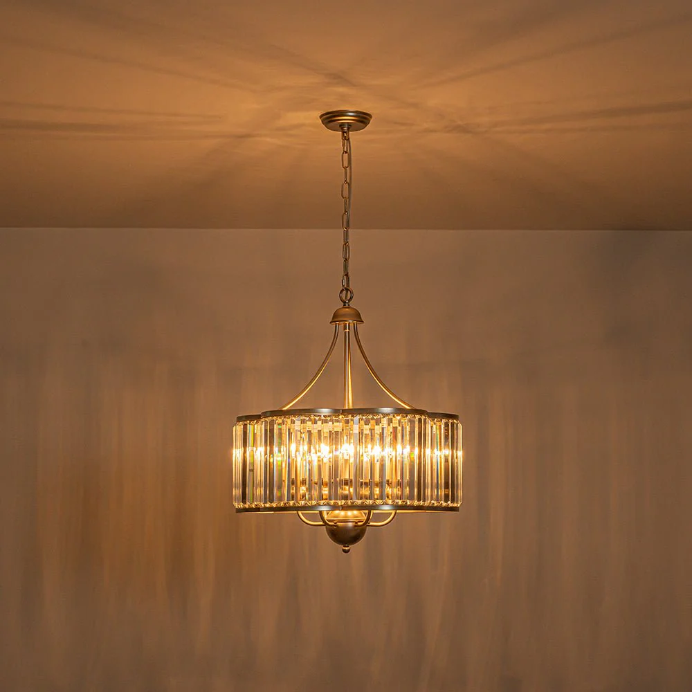 Shabby Chic Antique Silver Crystal Cage Pendant Light - Image 4