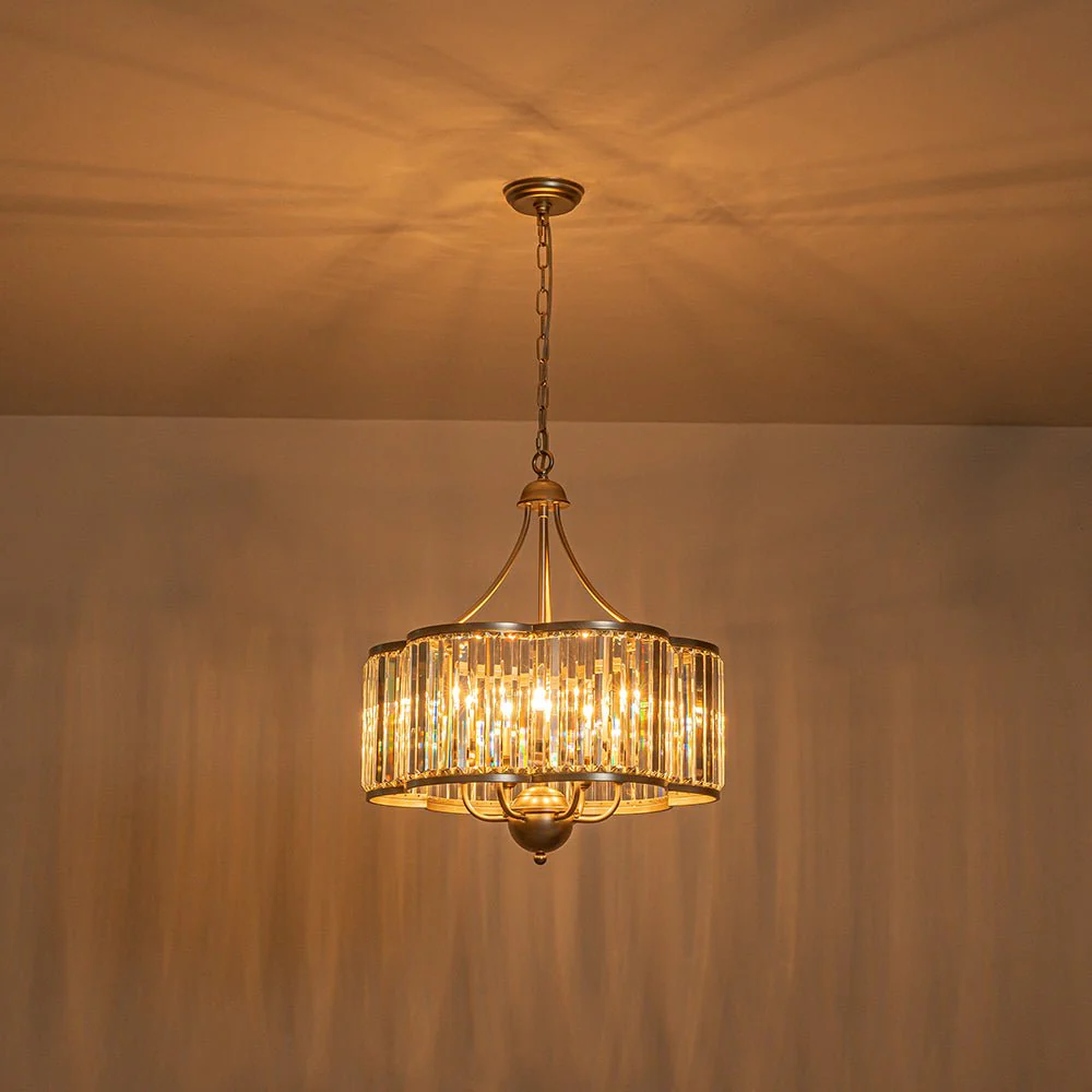 Shabby Chic Antique Silver Crystal Cage Pendant Light - Image 5
