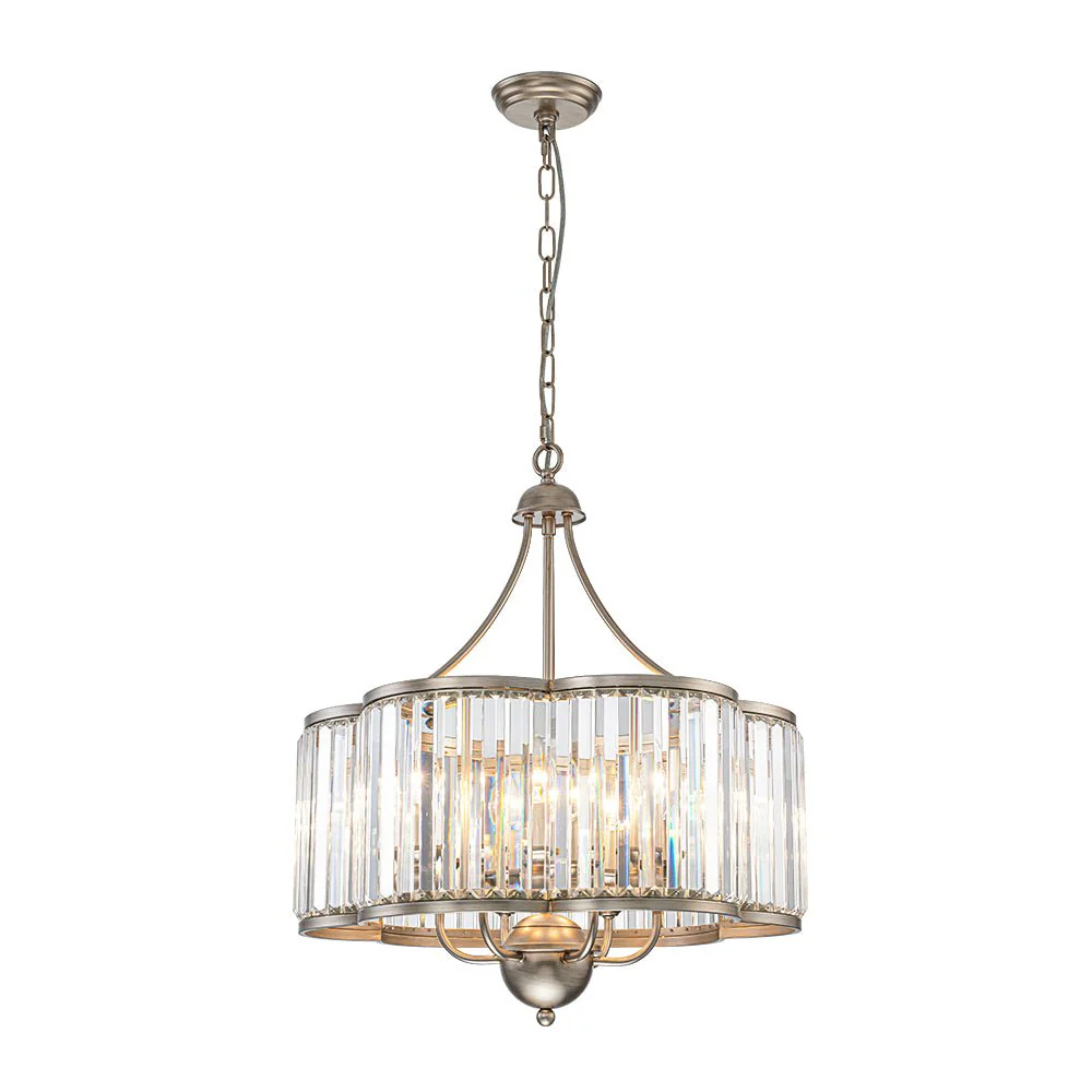 Shabby Chic Antique Silver Crystal Cage Pendant Light - Image 6