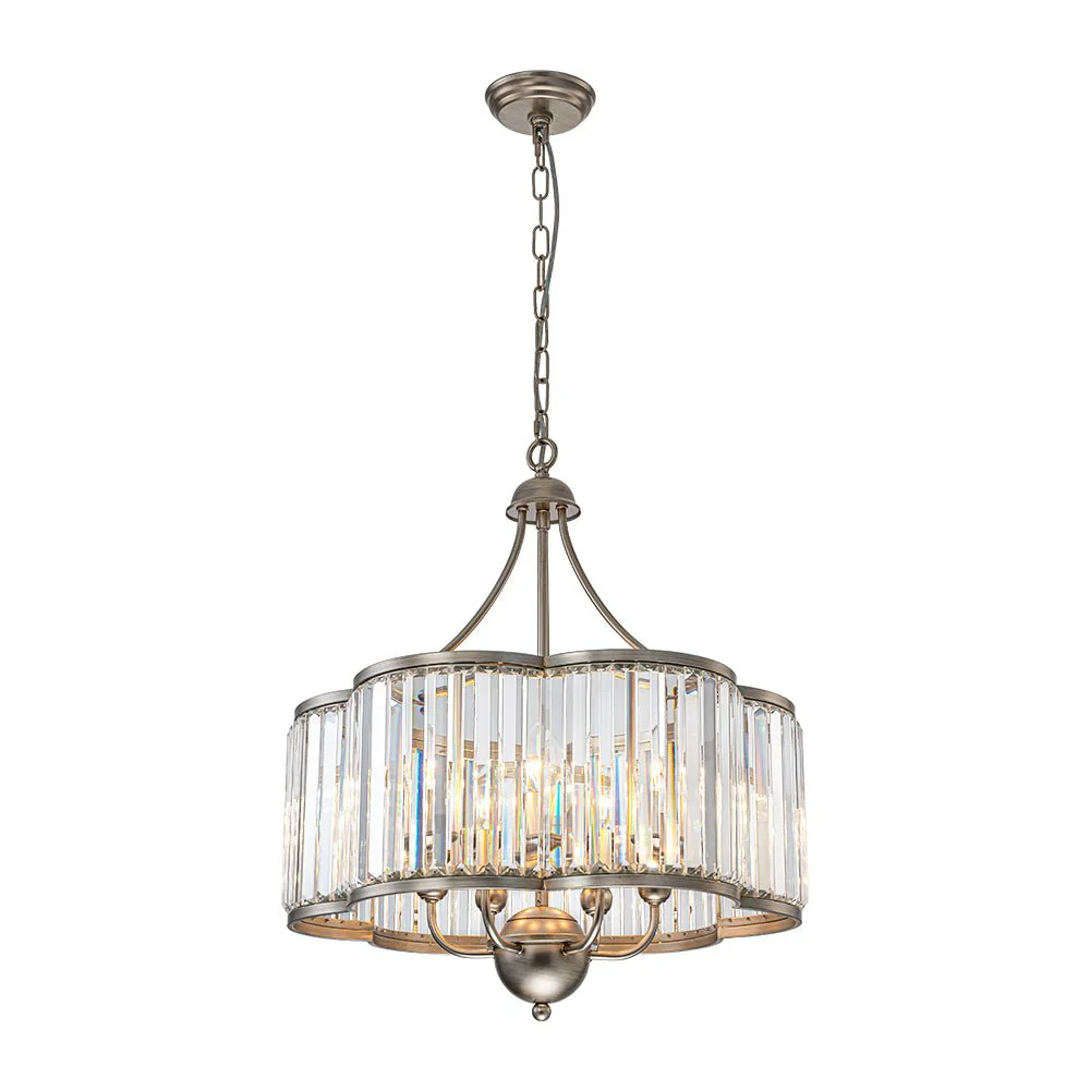 Shabby Chic Antique Silver Crystal Cage Pendant Light - Image 7