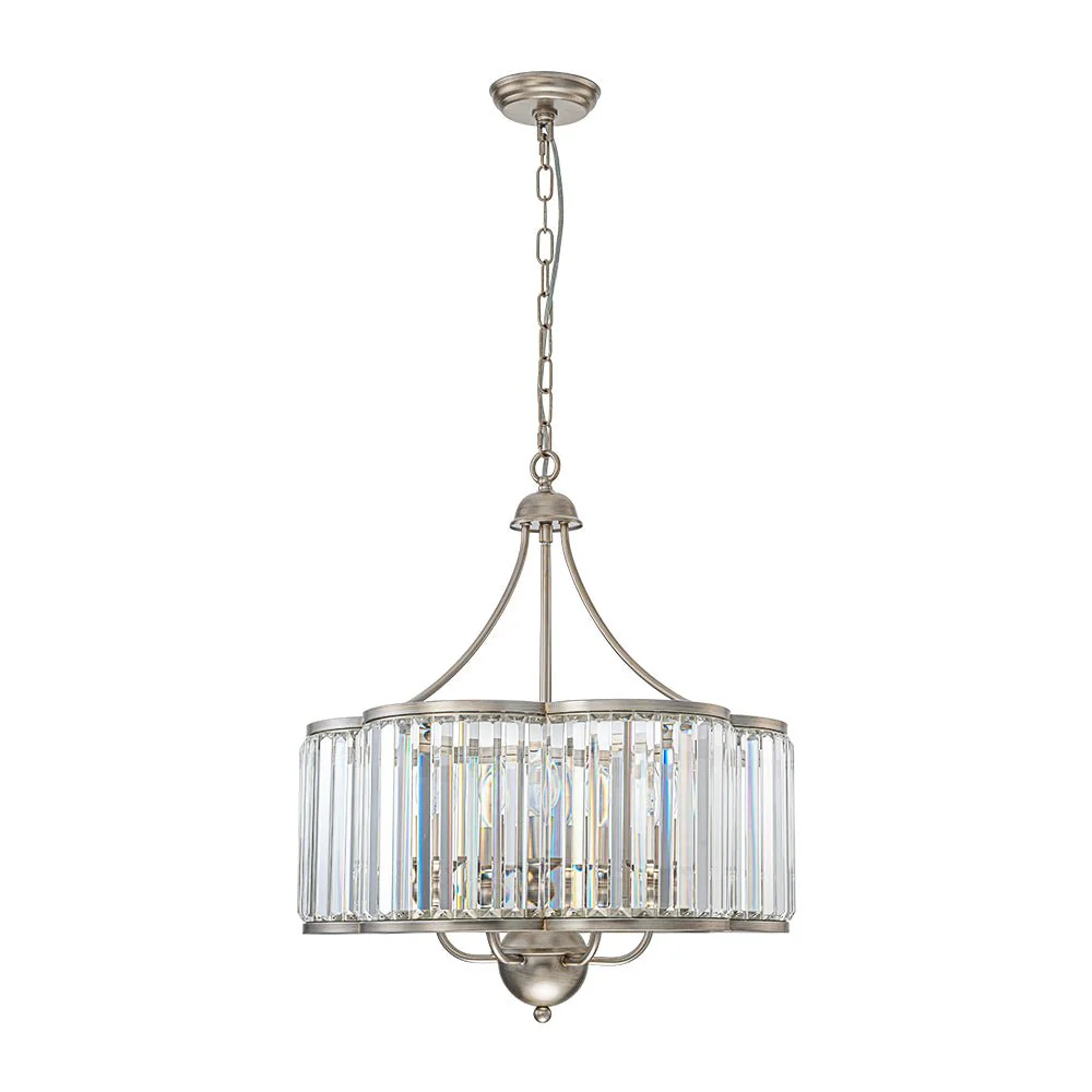 Shabby Chic Antique Silver Crystal Cage Pendant Light - Image 8
