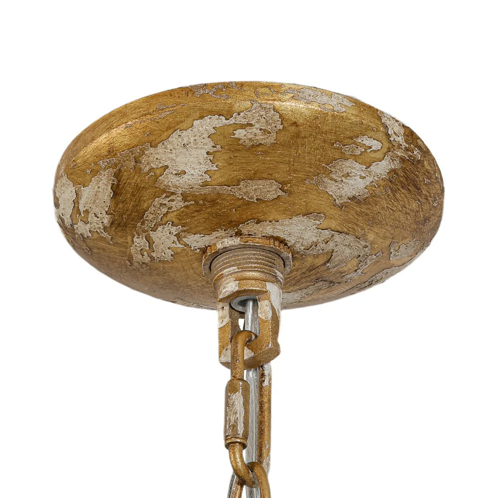 Shabby Chic Distressed Gilded Patina Teal Dome Pendant Light - Image 12