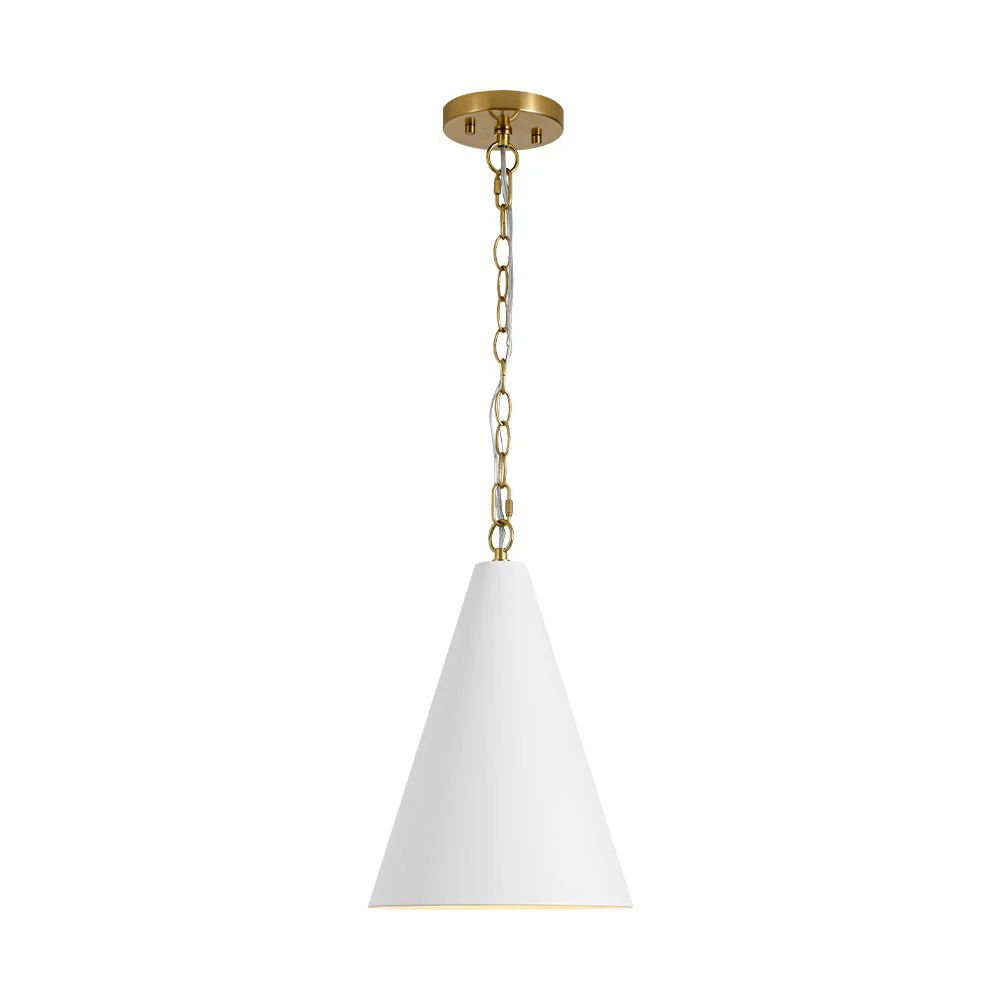 Shaker 1-Light Brass White Iron Conical Kitchen Pendant - Image 4