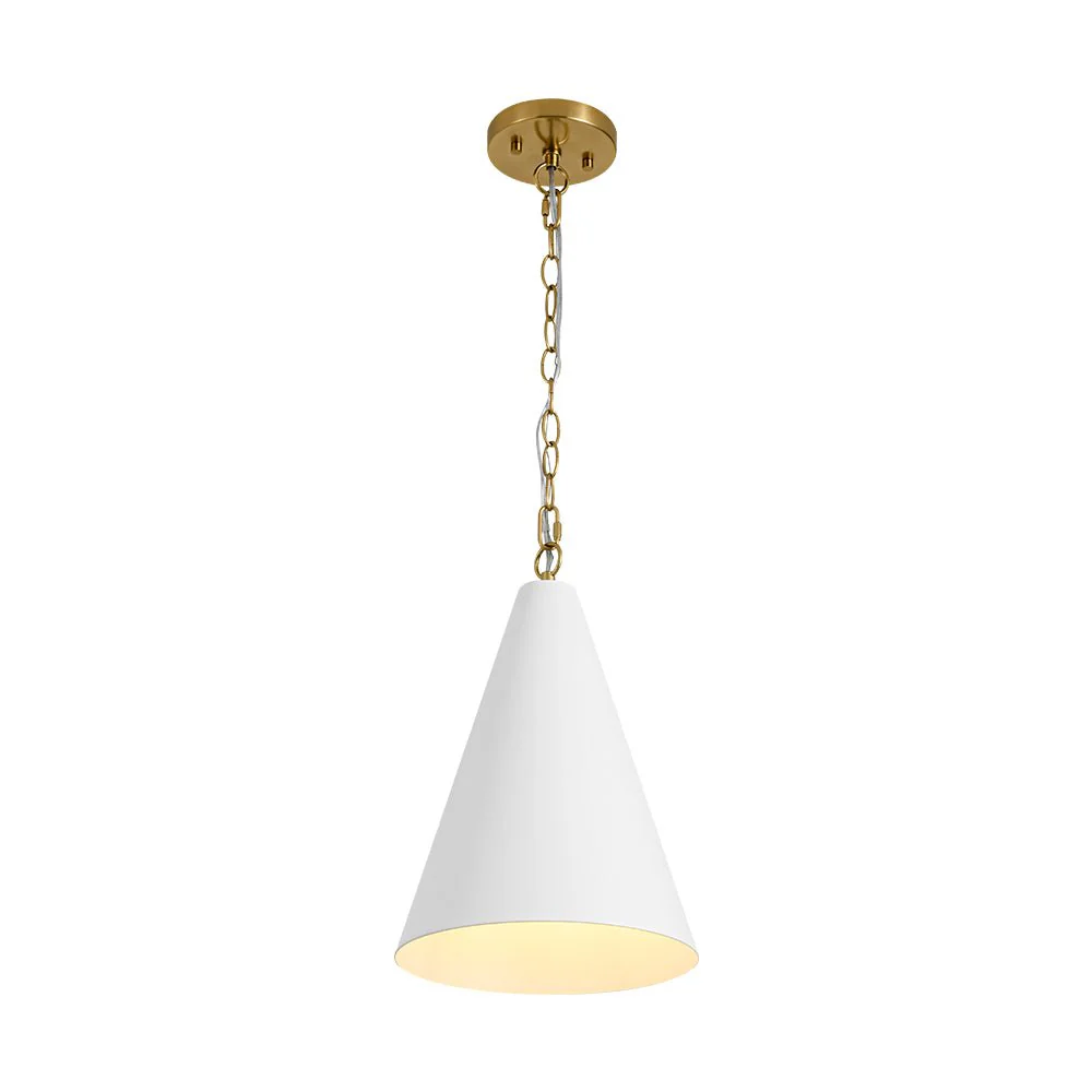 Shaker 1-Light Brass White Iron Conical Kitchen Pendant - Image 5