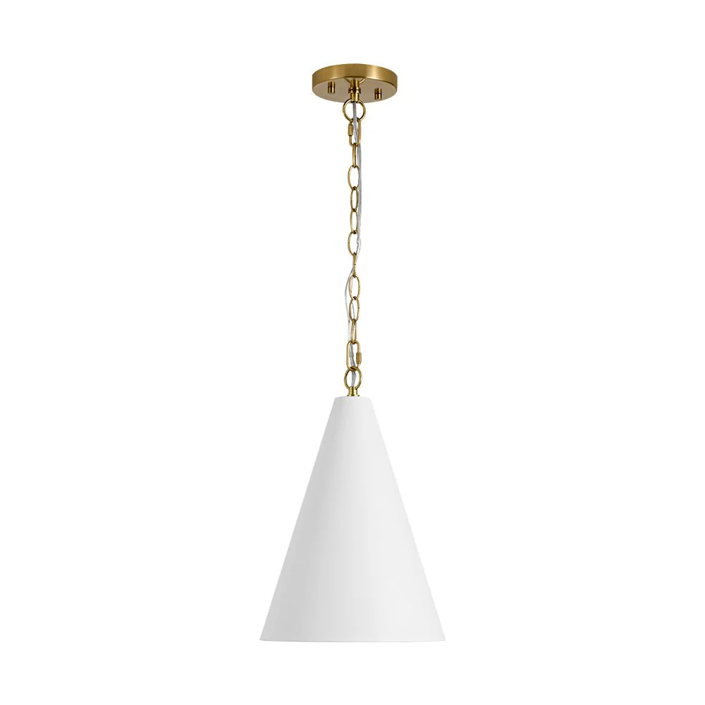 Shaker 1-Light Brass White Iron Conical Kitchen Pendant - Image 6