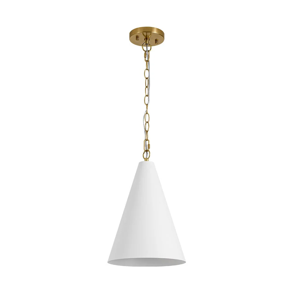 Shaker 1-Light Brass White Iron Conical Kitchen Pendant - Image 7