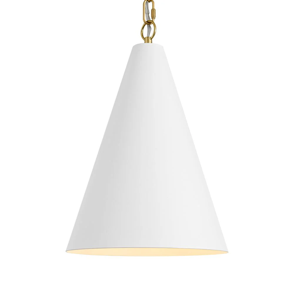 Shaker 1-Light Brass White Iron Conical Kitchen Pendant - Image 8