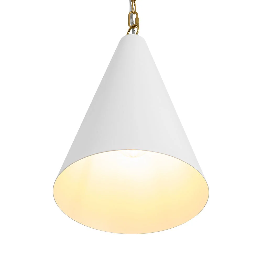Shaker 1-Light Brass White Iron Conical Kitchen Pendant - Image 9