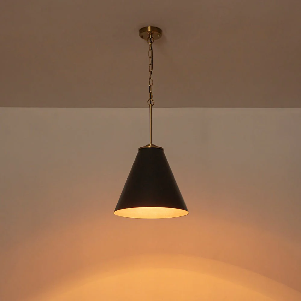 Shaker Brass Black 1-Light Metal Conical Kitchen Pendant - Image 10
