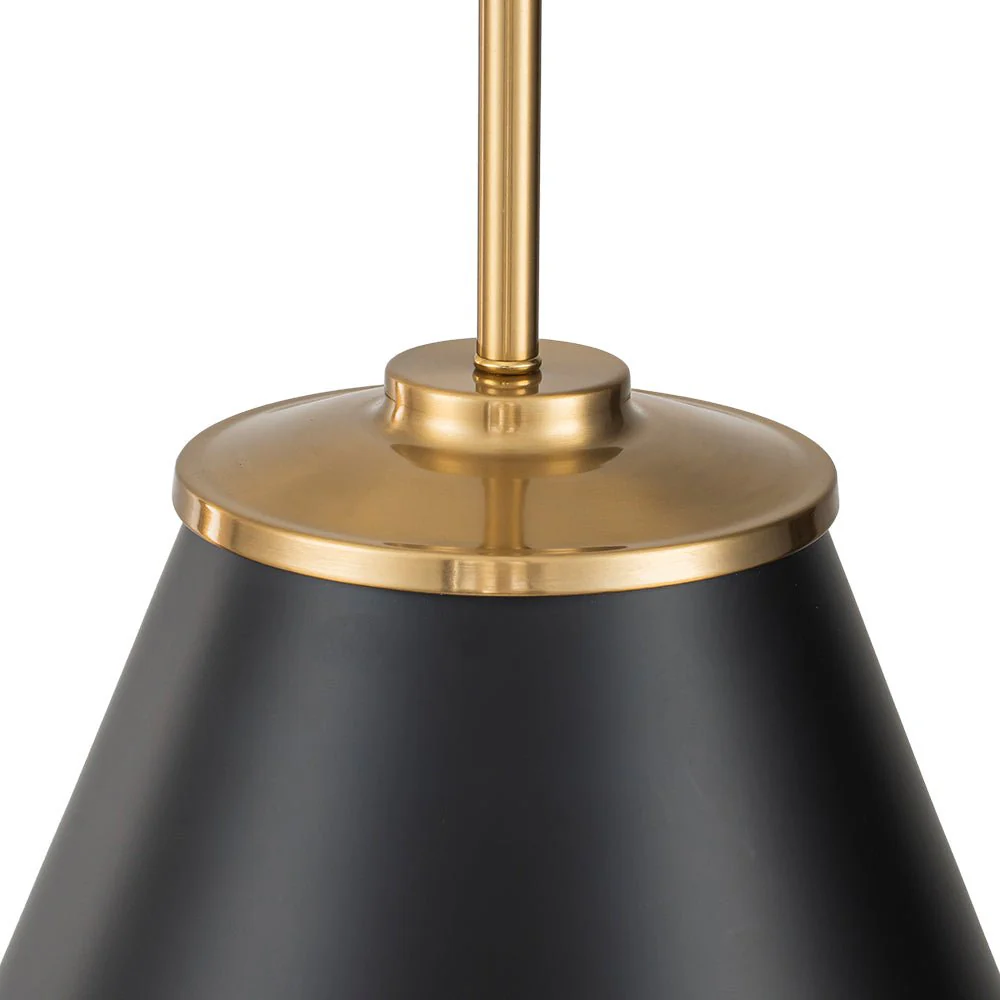 Shaker Brass Black 1-Light Metal Conical Kitchen Pendant - Image 12