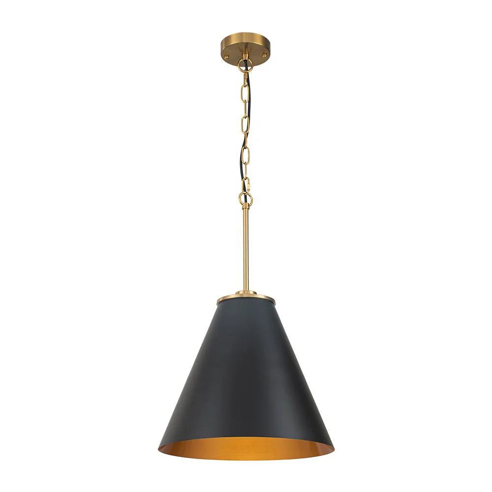 Shaker Brass Black 1-Light Metal Conical Kitchen Pendant - Image 4