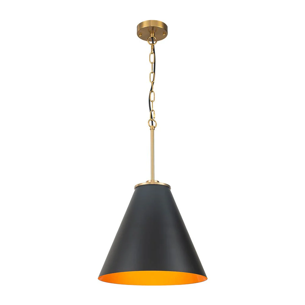 Shaker Brass Black 1-Light Metal Conical Kitchen Pendant - Image 5