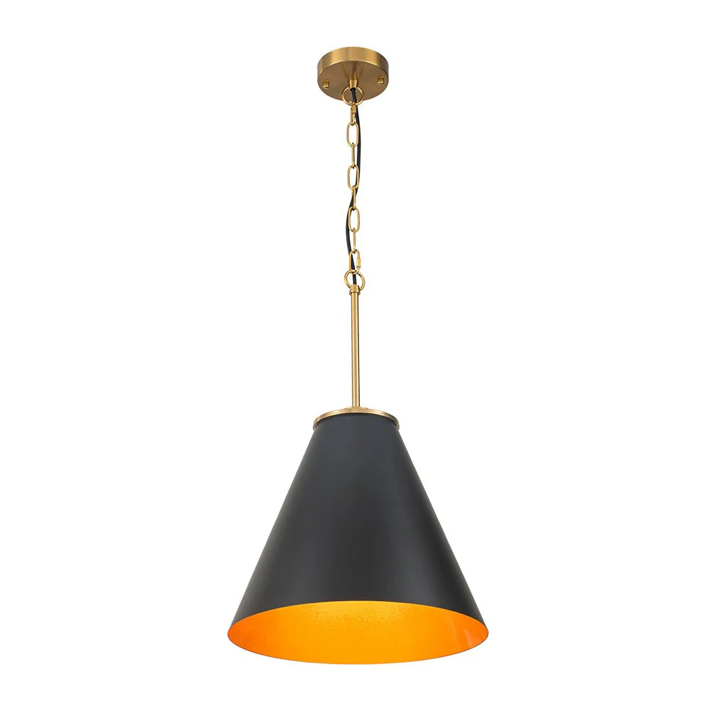Shaker Brass Black 1-Light Metal Conical Kitchen Pendant - Image 6