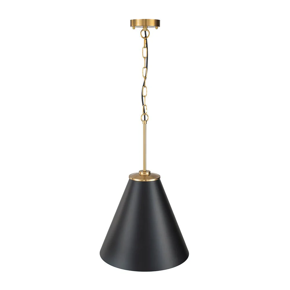 Shaker Brass Black 1-Light Metal Conical Kitchen Pendant - Image 7
