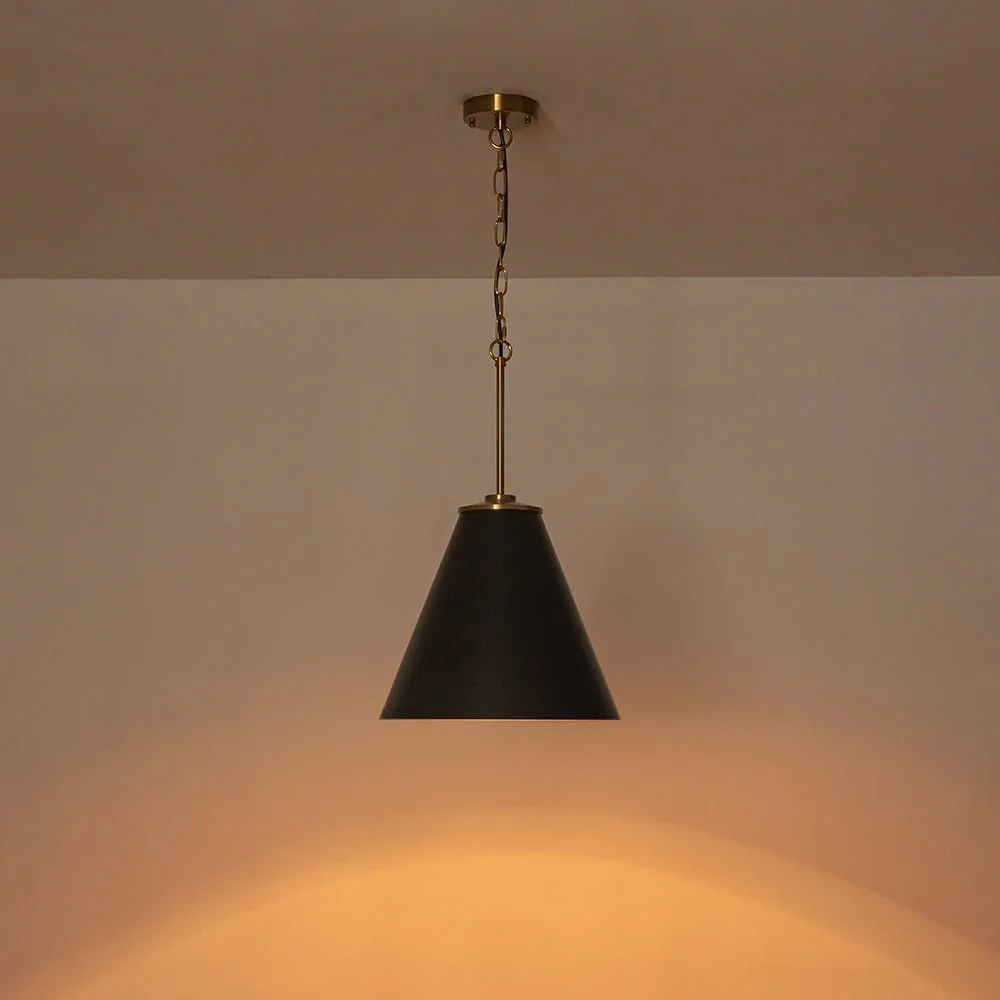 Shaker Brass Black 1-Light Metal Conical Kitchen Pendant - Image 9