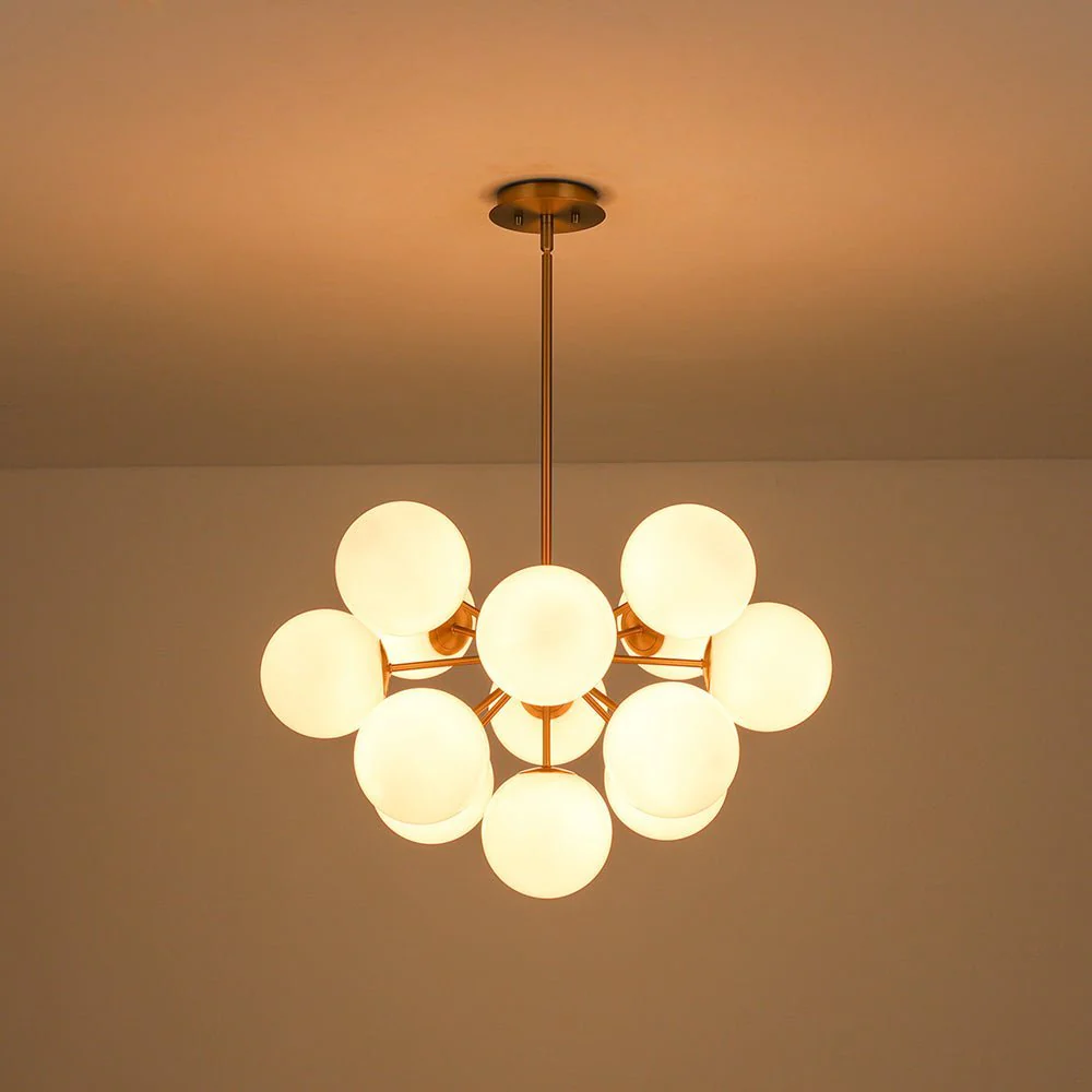 Shine Lustre Opal Glass Bubble Sputnik Semi Flush Chandelier - Image 21