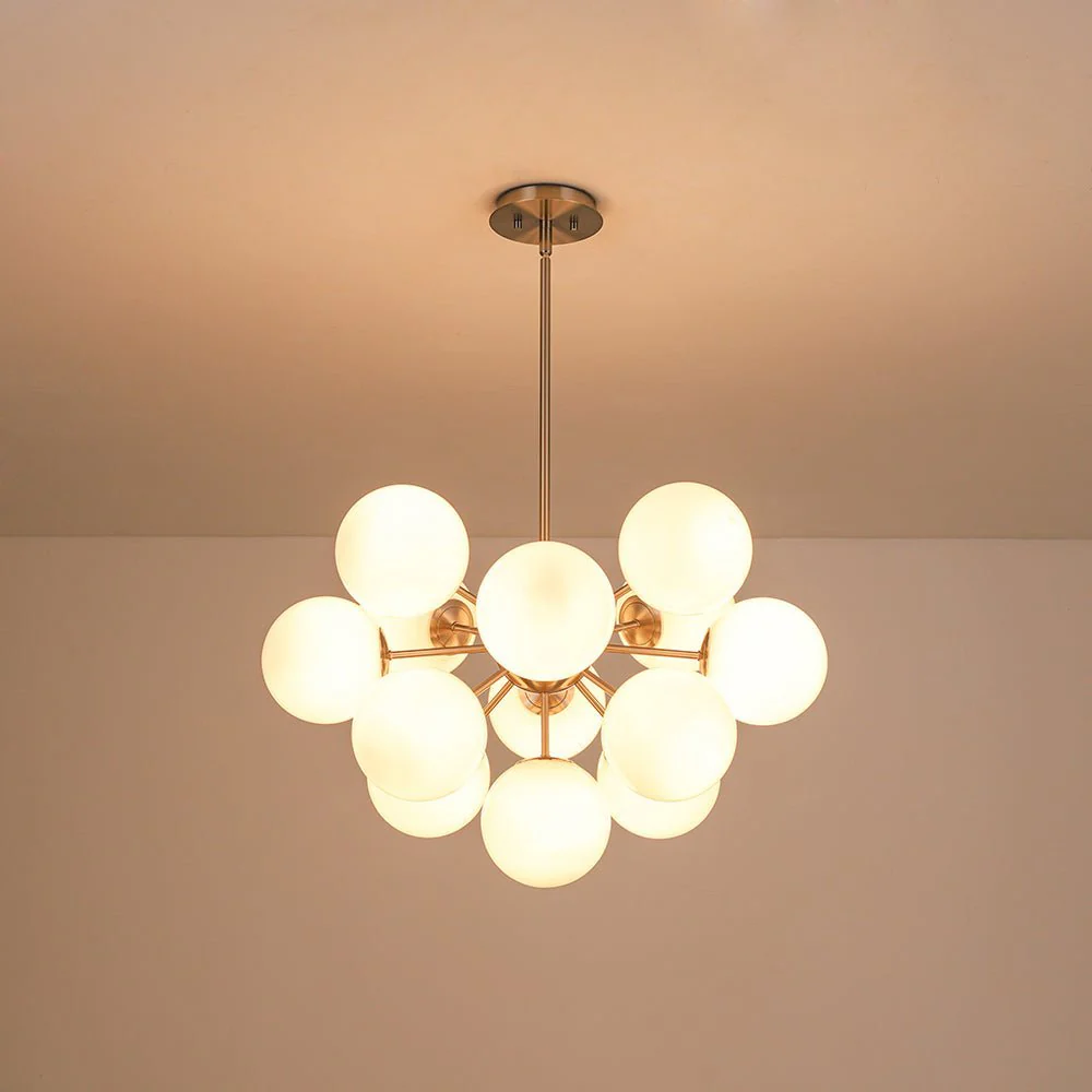 Shine Lustre Opal Glass Bubble Sputnik Semi Flush Chandelier - Image 31