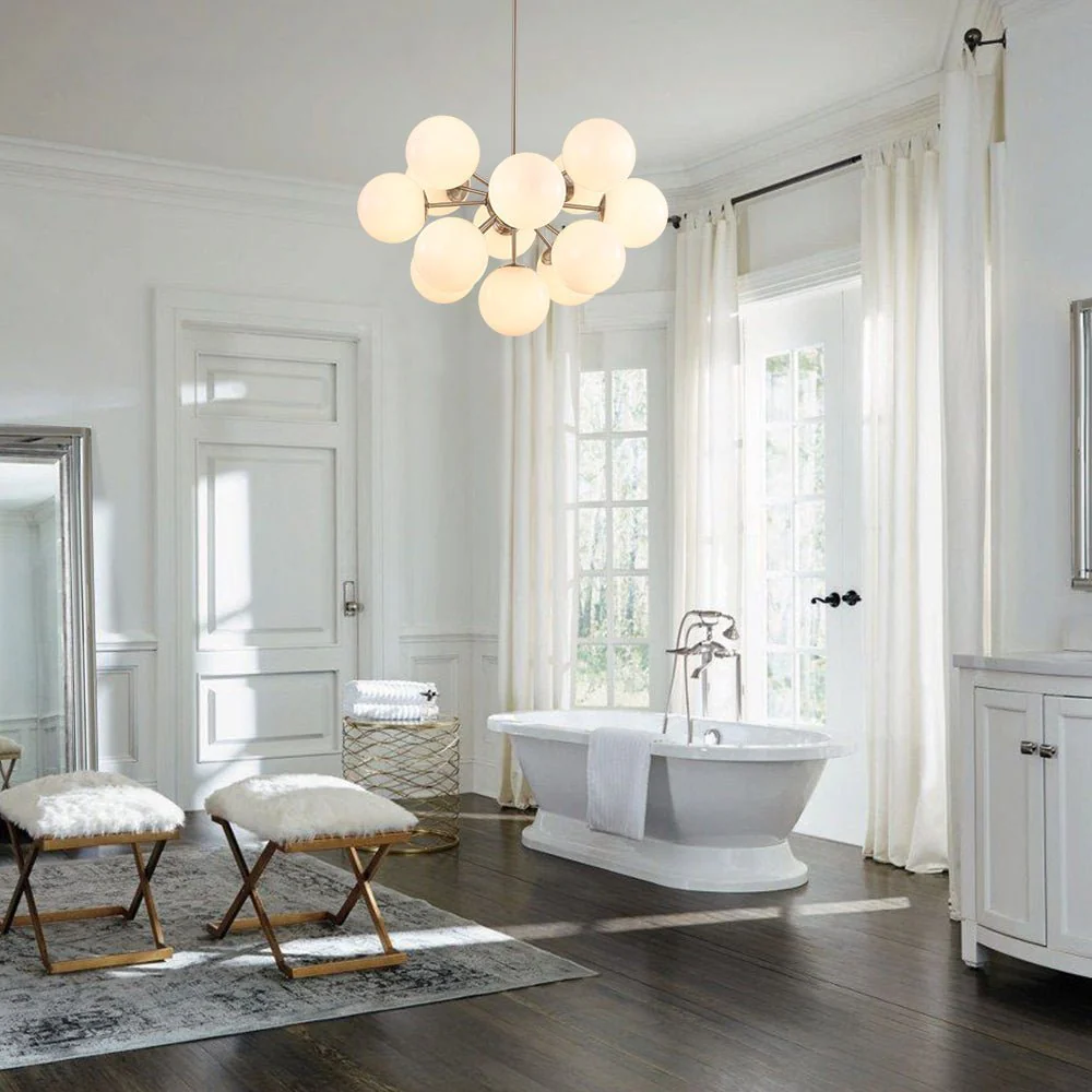 Shine Lustre Opal Glass Bubble Sputnik Semi Flush Chandelier - Image 5