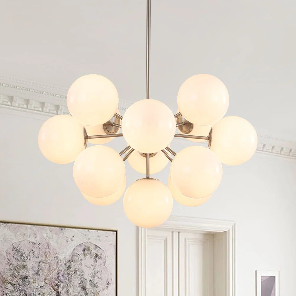 Shine Lustre Opal Glass Bubble Sputnik Semi Flush Chandelier - Image 7