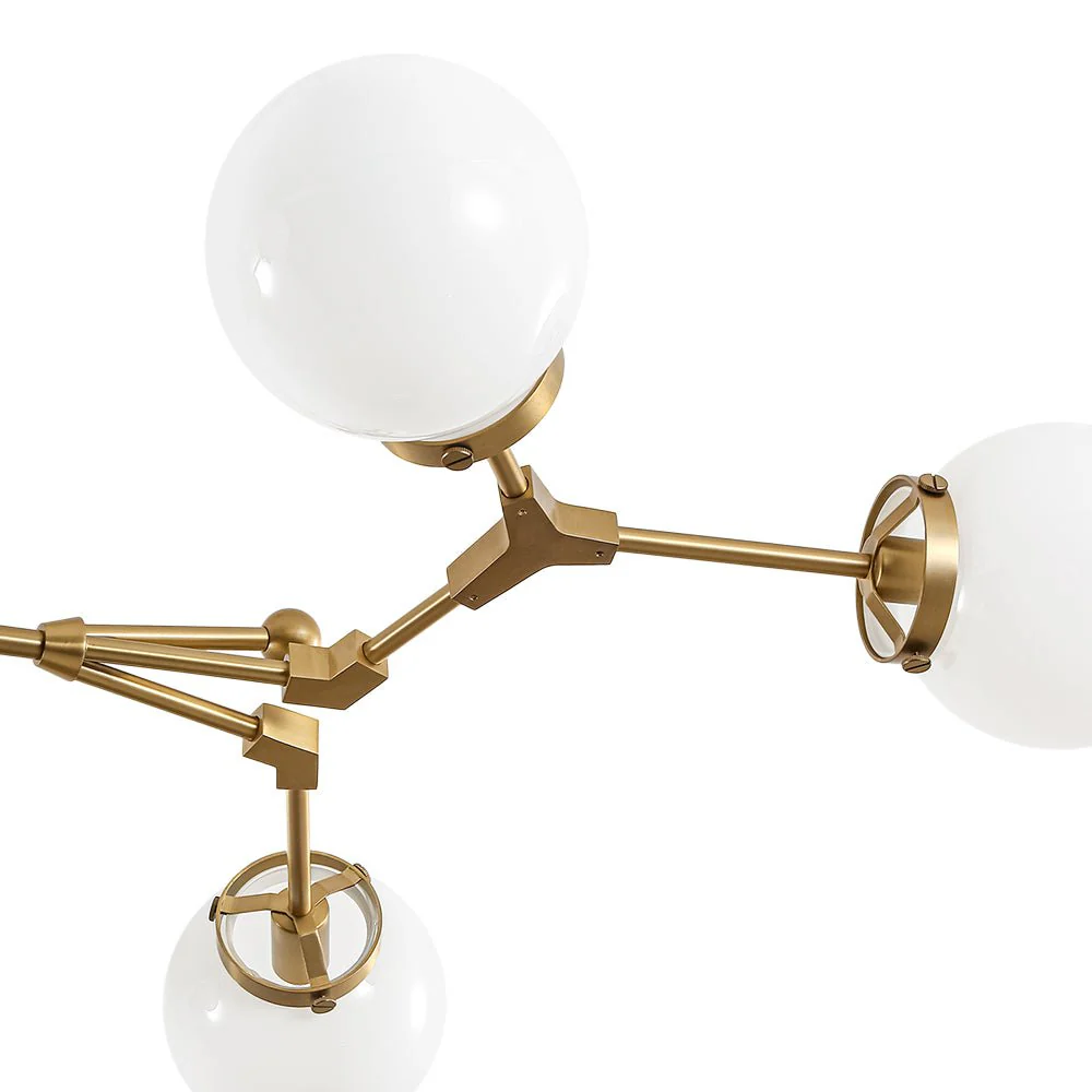 Shine Opal Glass Globe Linear Branch Island Chandelier - Image 10