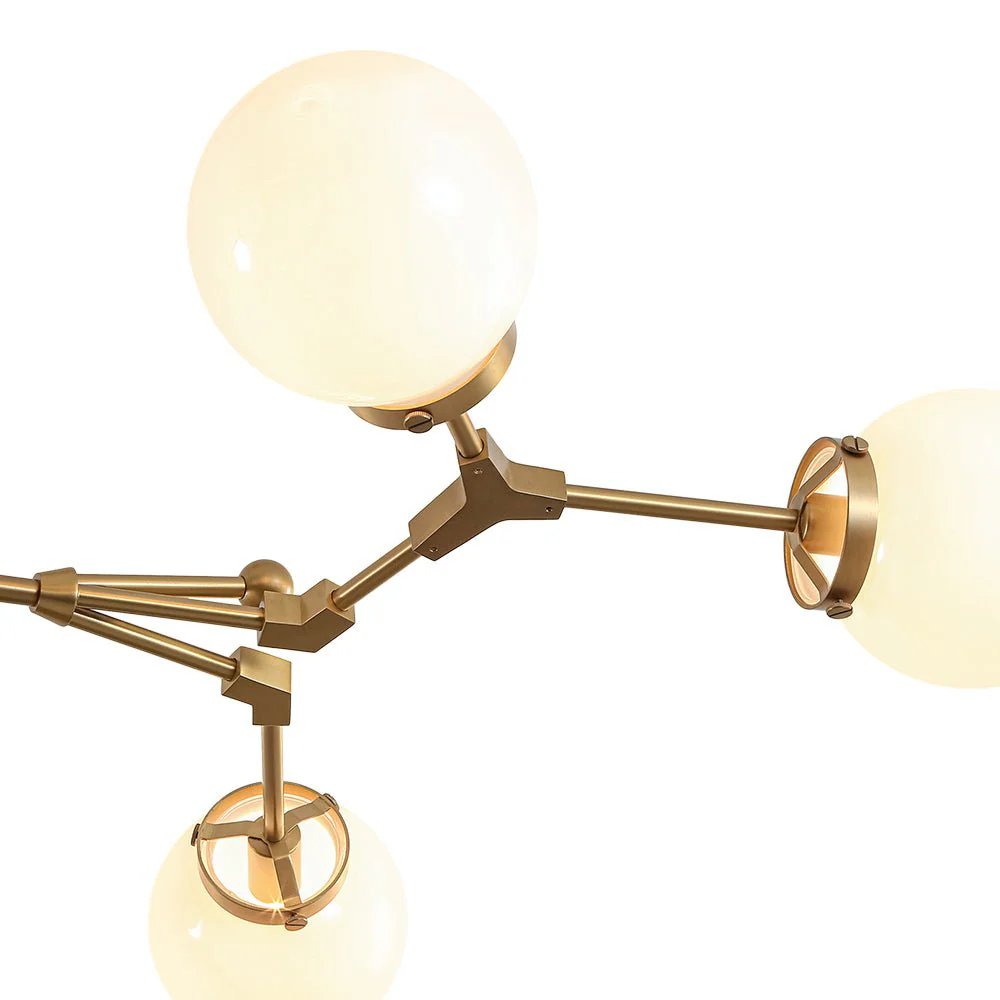 Shine Opal Glass Globe Linear Branch Island Chandelier - Image 11