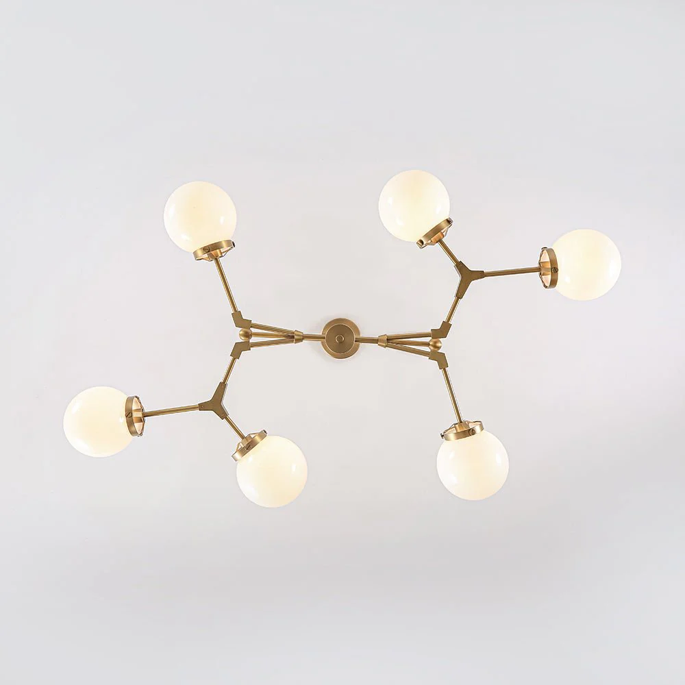 Shine Opal Glass Globe Linear Branch Island Chandelier - Image 12