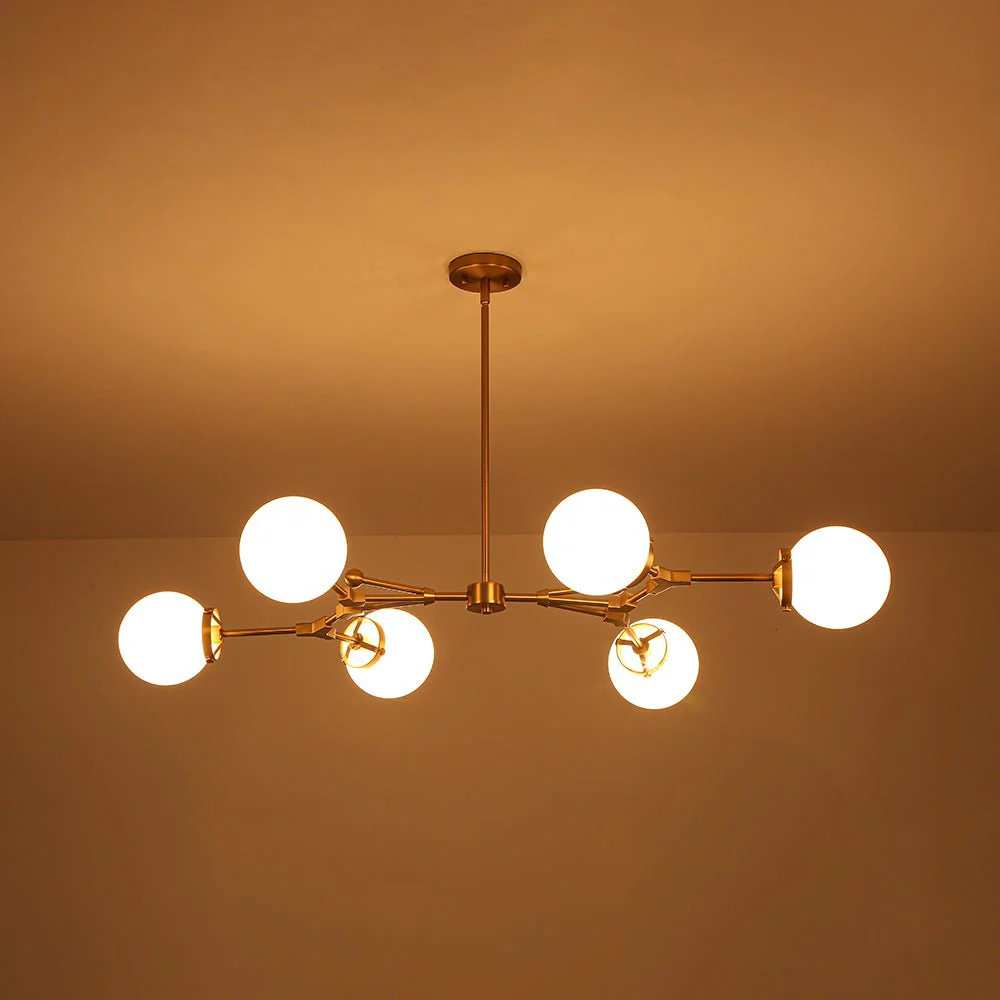 Shine Opal Glass Globe Linear Branch Island Chandelier - Image 13