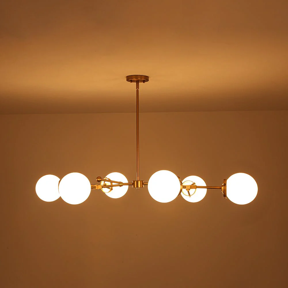 Shine Opal Glass Globe Linear Branch Island Chandelier - Image 14