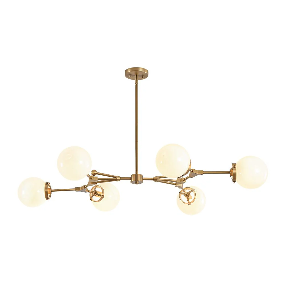 Shine Opal Glass Globe Linear Branch Island Chandelier - Image 3