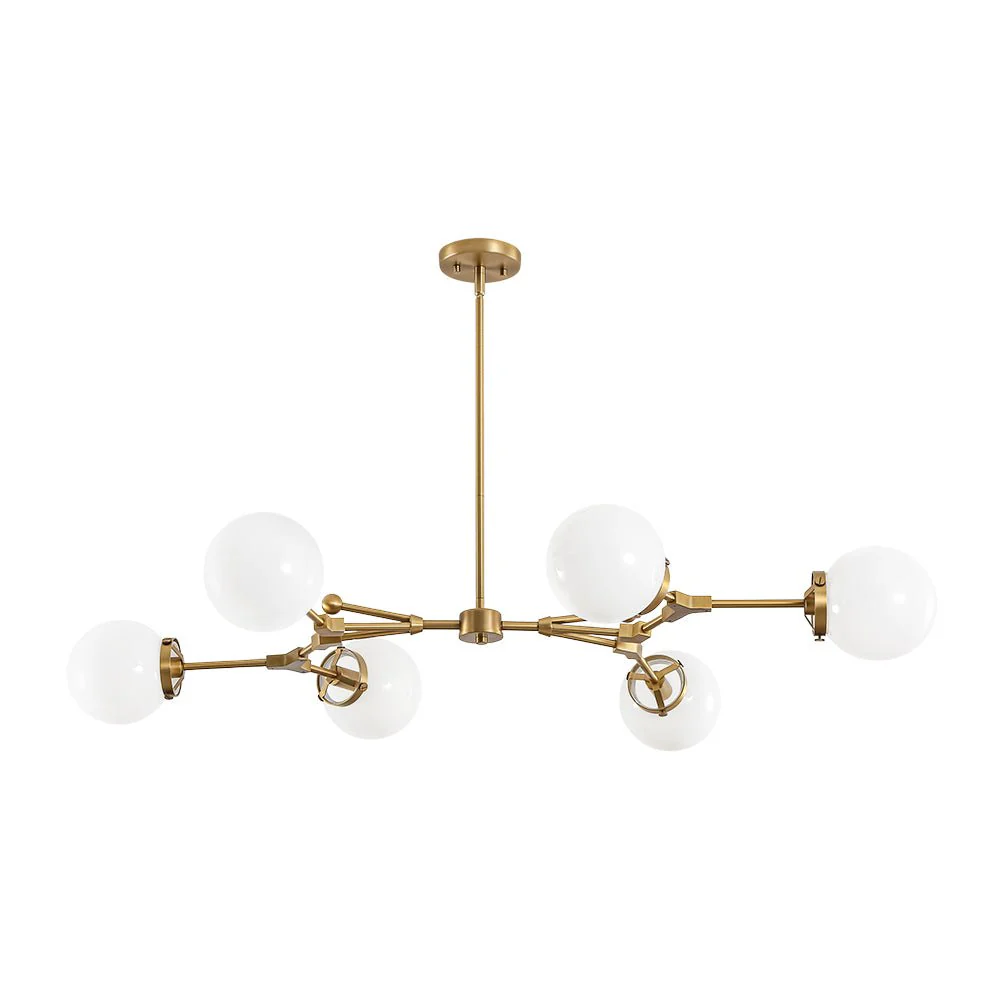 Shine Opal Glass Globe Linear Branch Island Chandelier - Image 4