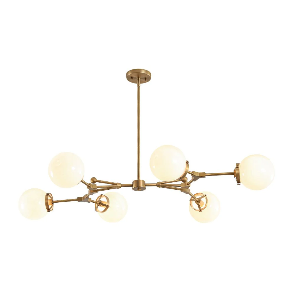 Shine Opal Glass Globe Linear Branch Island Chandelier - Image 5
