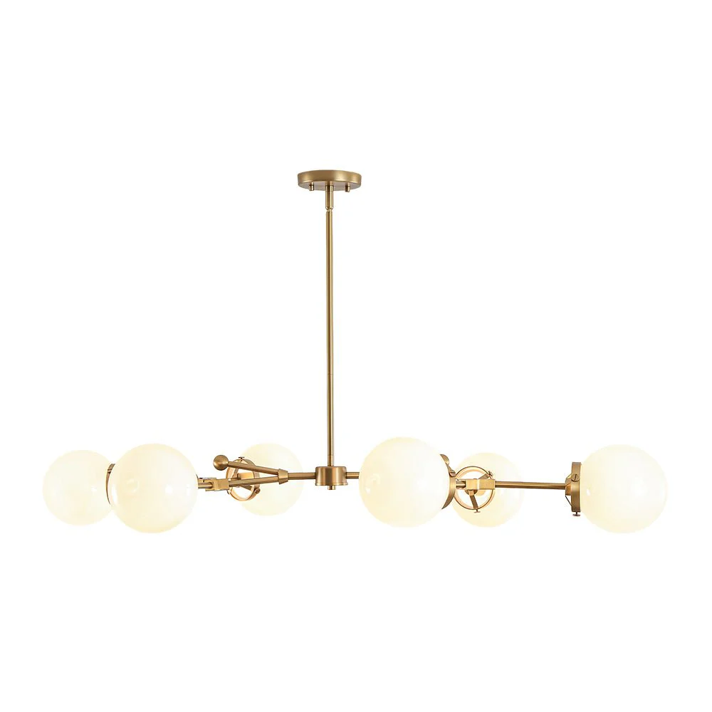Shine Opal Glass Globe Linear Branch Island Chandelier - Image 6