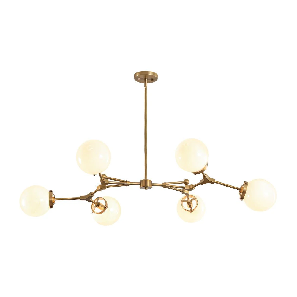 Shine Opal Glass Globe Linear Branch Island Chandelier - Image 7