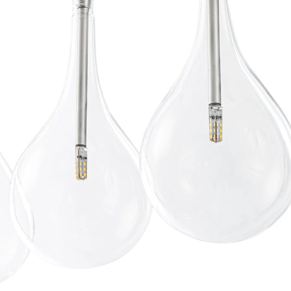 Silver 5-Light Clear Glass Teardrop Linear Island Pendant - Image 8