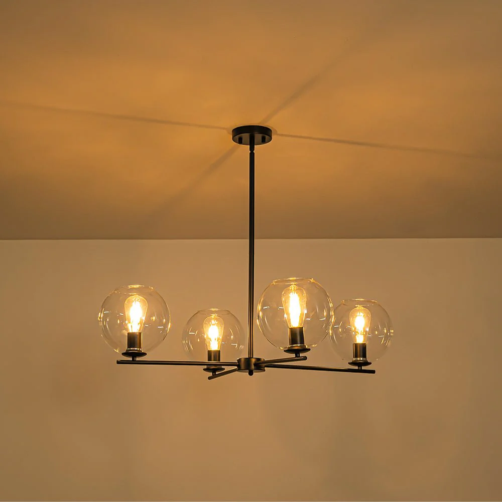 Simple 4-light Clear Glass Globe Round Sputnik Chandelier - Image 11