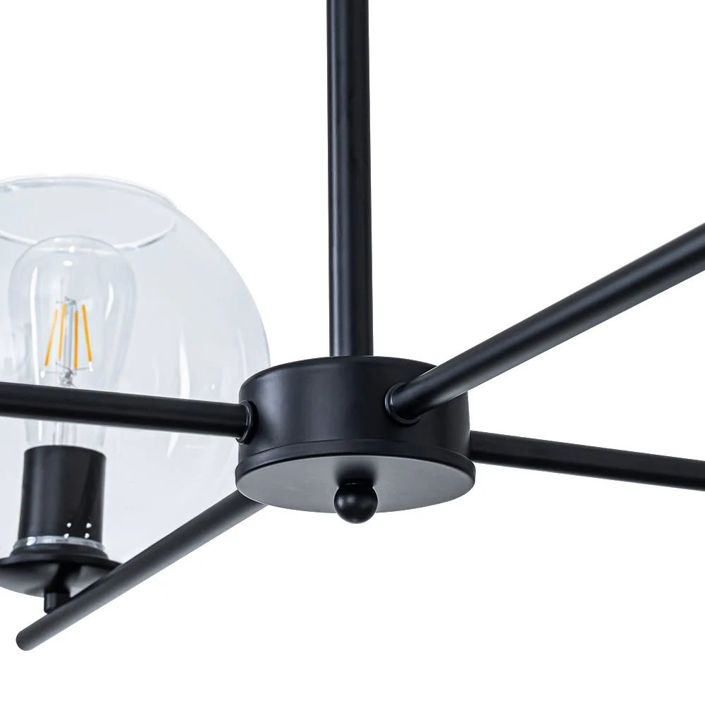 Simple 4-light Clear Glass Globe Round Sputnik Chandelier - Image 15