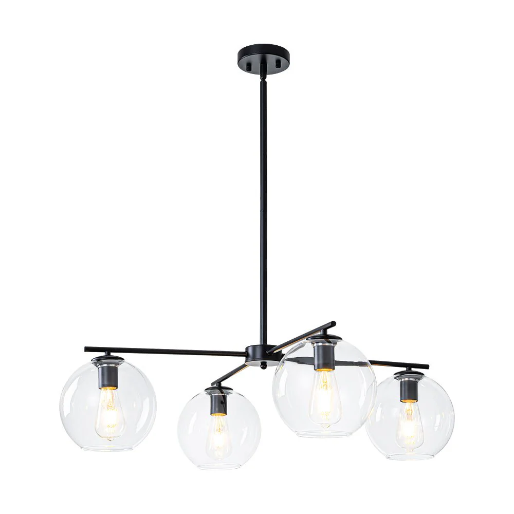 Simple 4-light Clear Glass Globe Round Sputnik Chandelier - Image 3