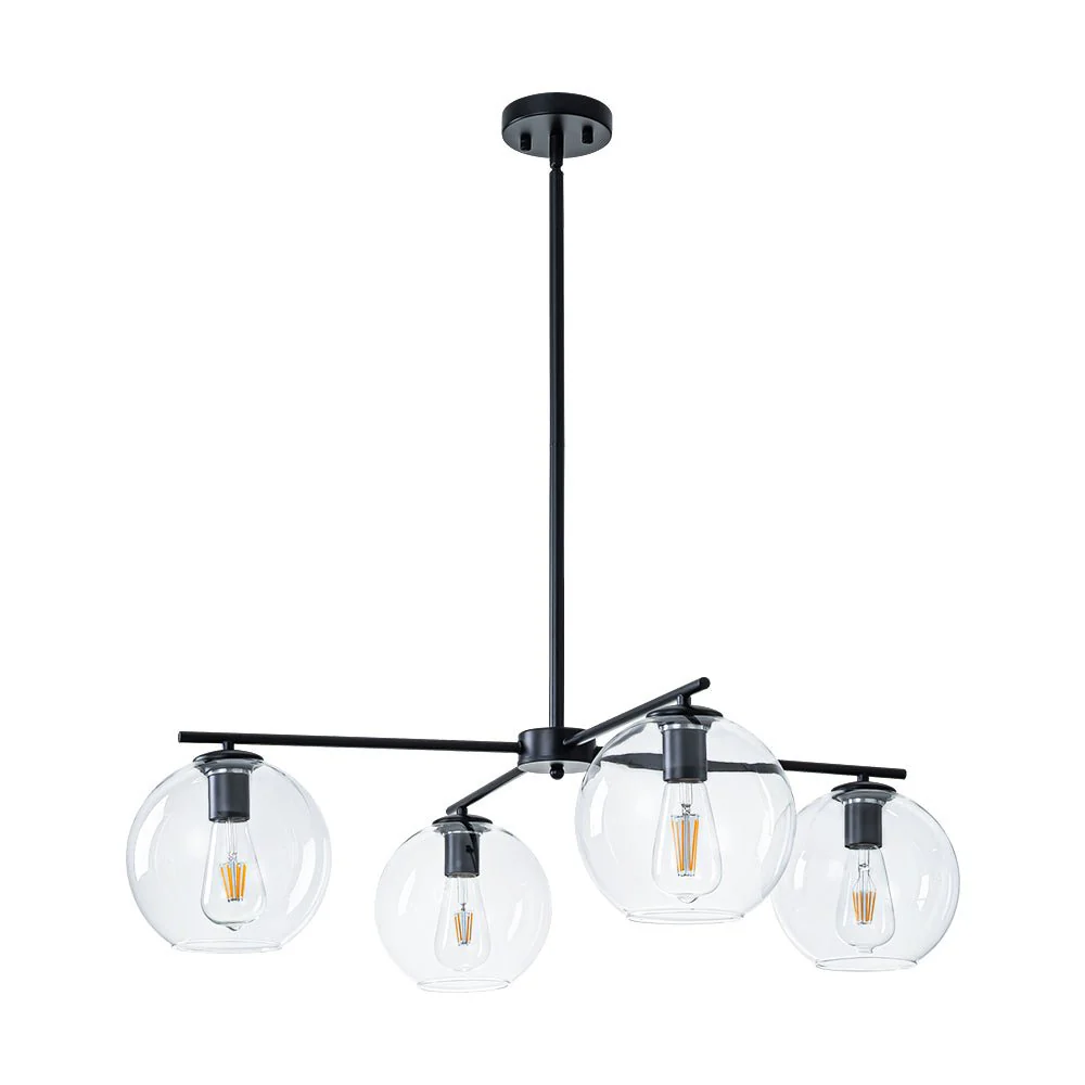 Simple 4-light Clear Glass Globe Round Sputnik Chandelier - Image 4