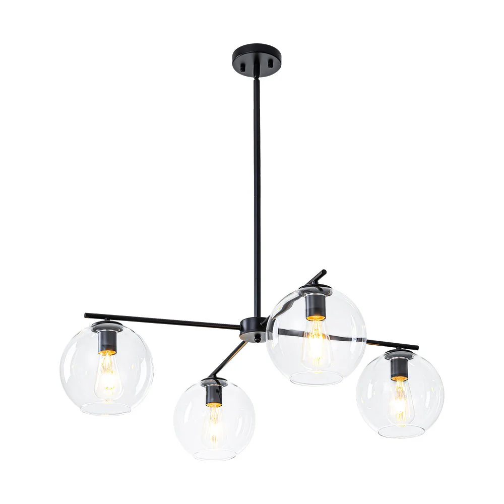 Simple 4-light Clear Glass Globe Round Sputnik Chandelier - Image 5