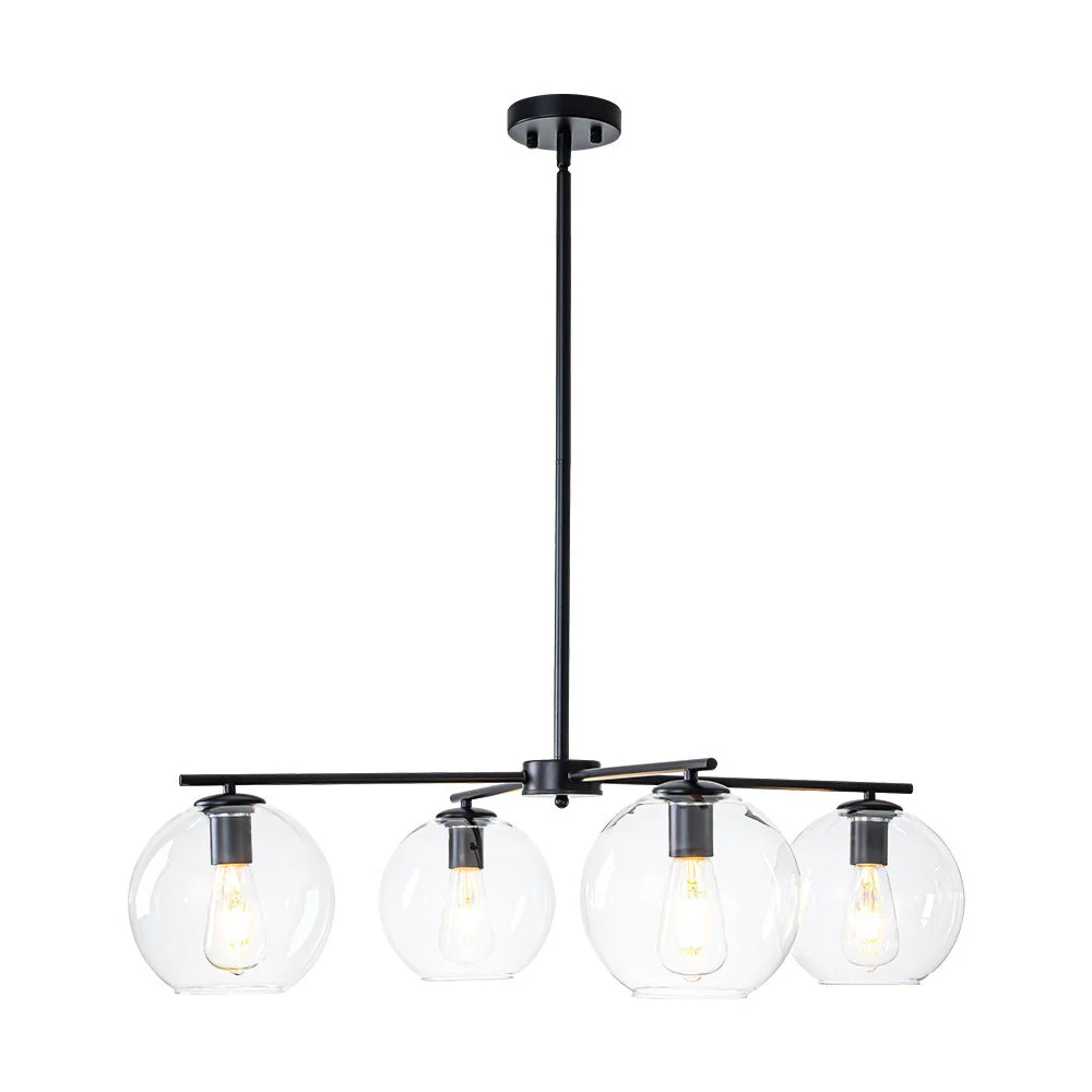 Simple 4-light Clear Glass Globe Round Sputnik Chandelier - Image 6