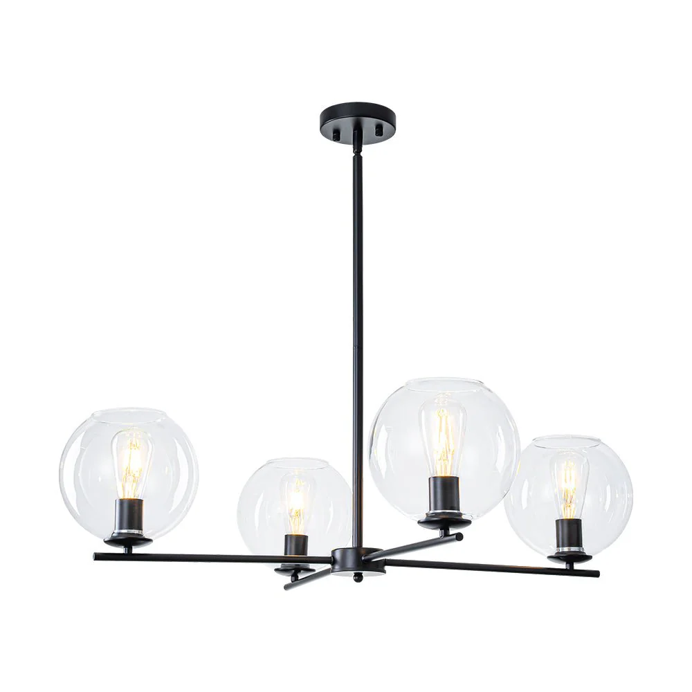 Simple 4-light Clear Glass Globe Round Sputnik Chandelier - Image 7