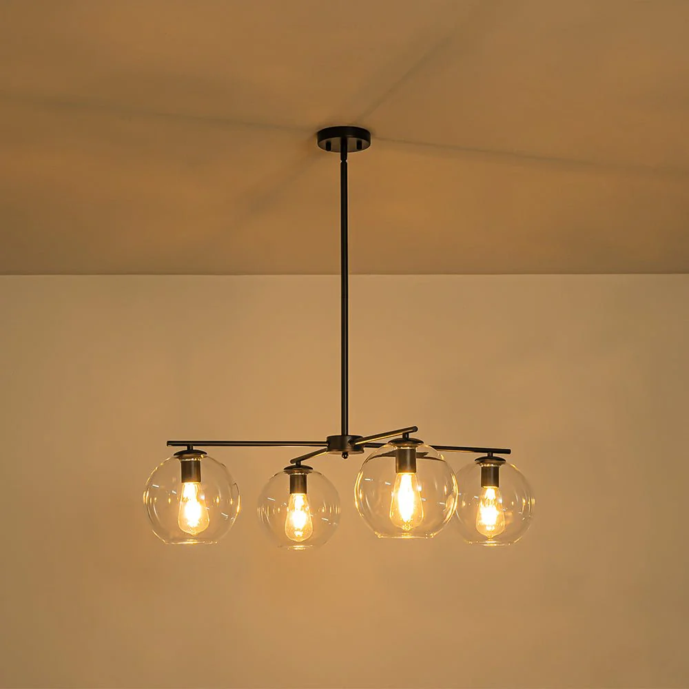 Simple 4-light Clear Glass Globe Round Sputnik Chandelier - Image 9