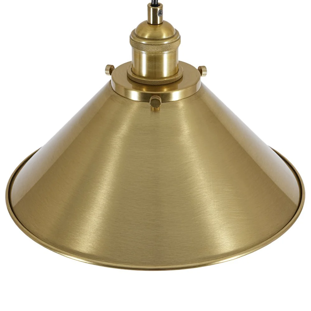 Simple Brass 1-Light Metal Flat Conical Kitchen Pendant - Image 11