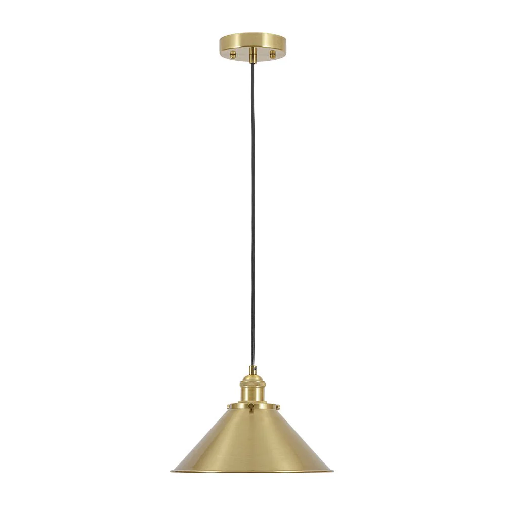 Simple Brass 1-Light Metal Flat Conical Kitchen Pendant - Image 5