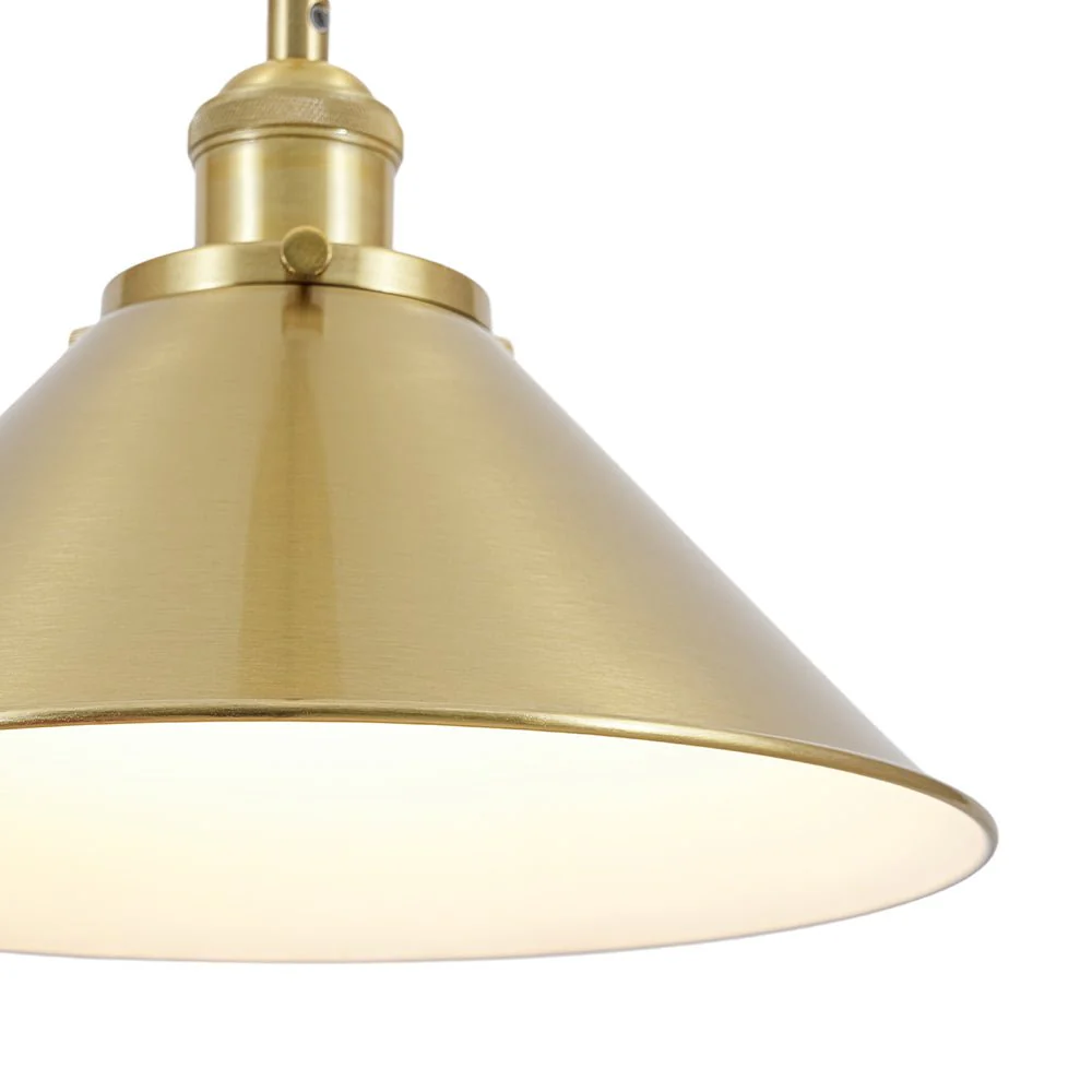Simple Brass 1-Light Metal Flat Conical Kitchen Pendant - Image 7