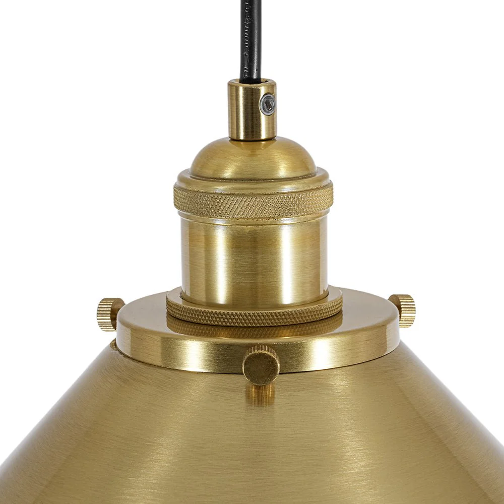 Simple Brass 1-Light Metal Flat Conical Kitchen Pendant - Image 8