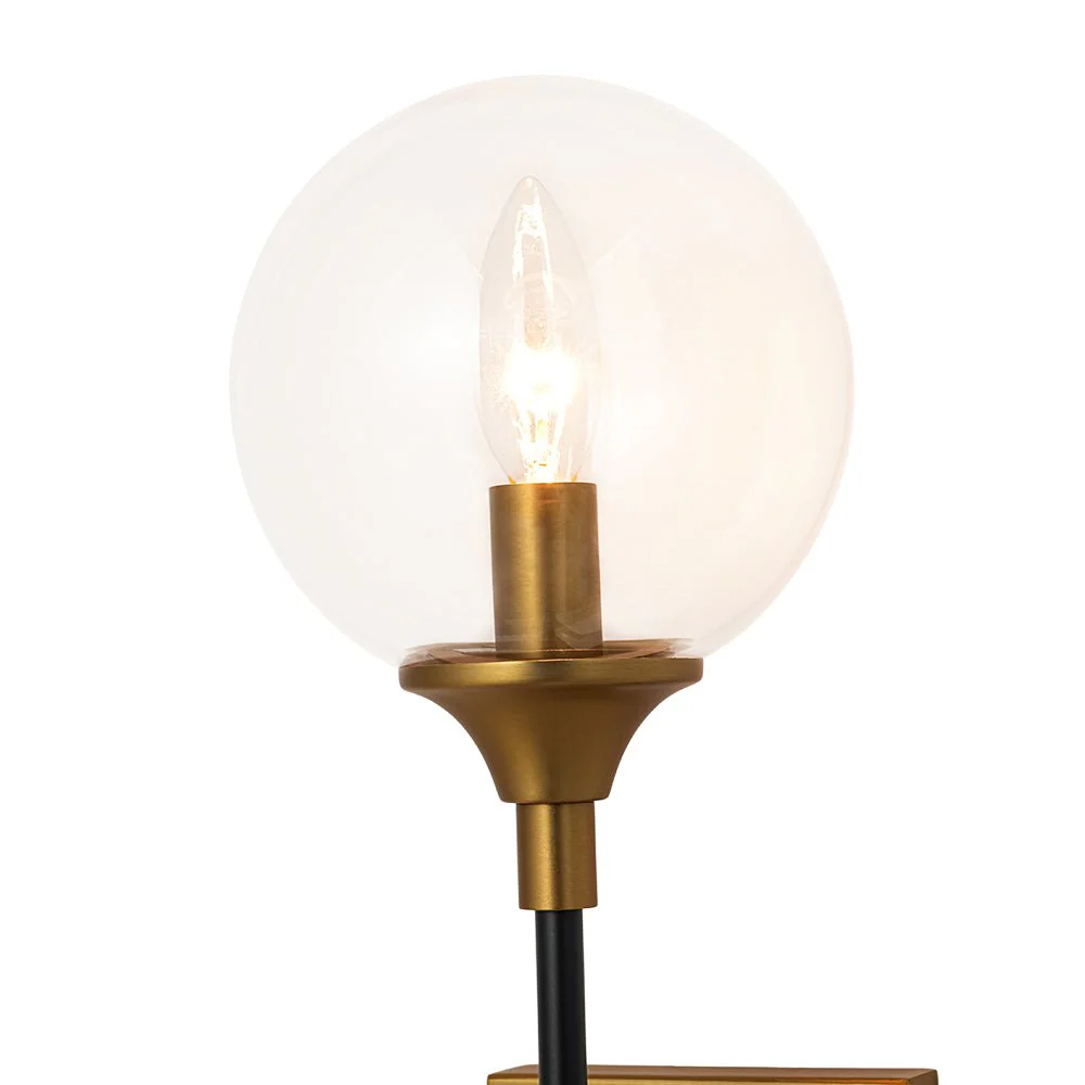 Simple Brass Black 1-Light Glass Globe Vanity Wall Sconce - Image 11