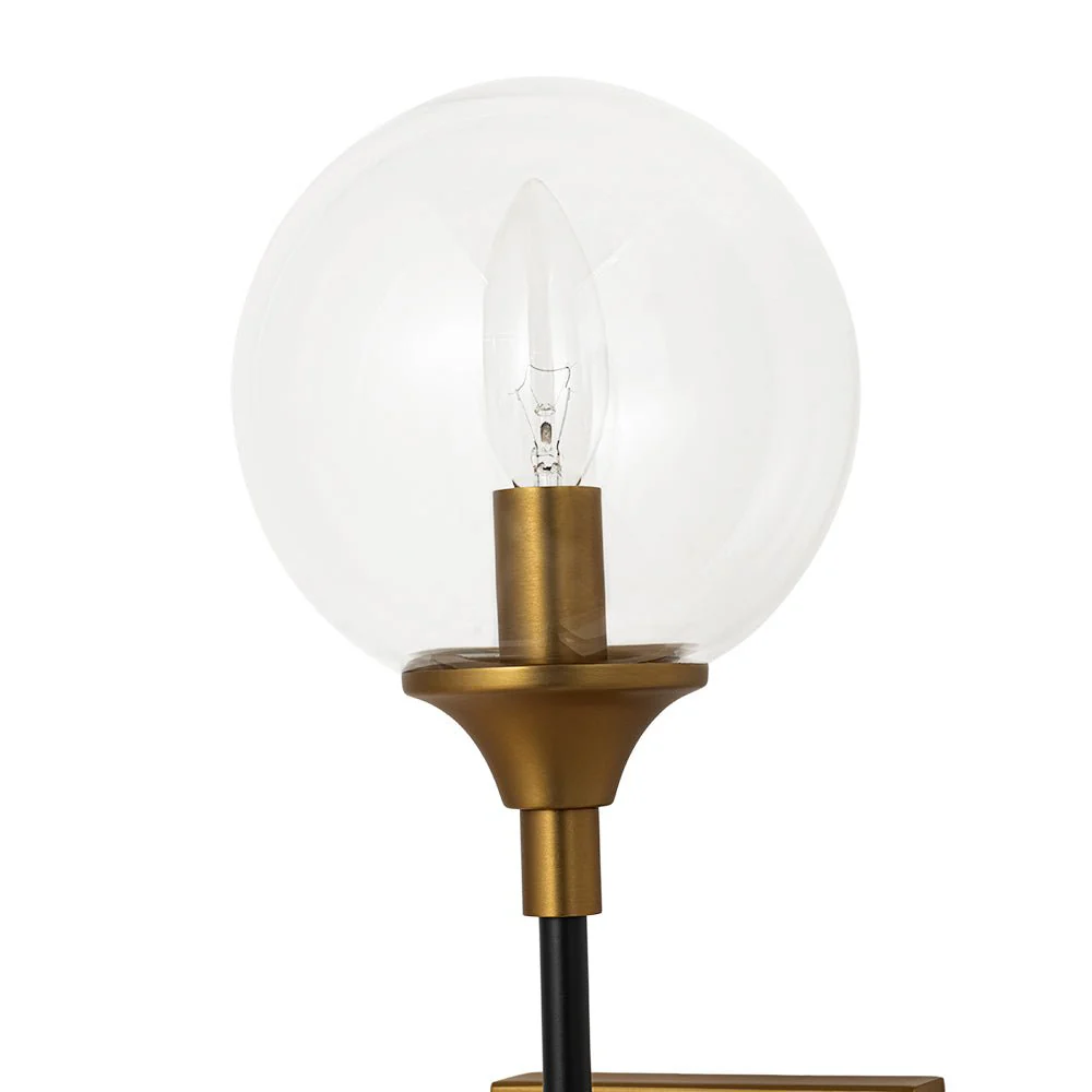 Simple Brass Black 1-Light Glass Globe Vanity Wall Sconce - Image 12